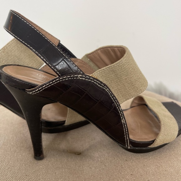 Donald J Pliner platform Healed Sandals slip canvas and leather - Picture 2 of 12